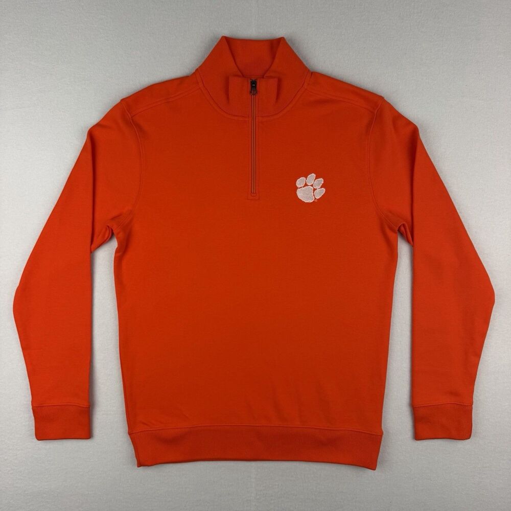 NWT Southern Tide Clemson Tigers Small Endzone Orange Football Quarter 1/4 Zip